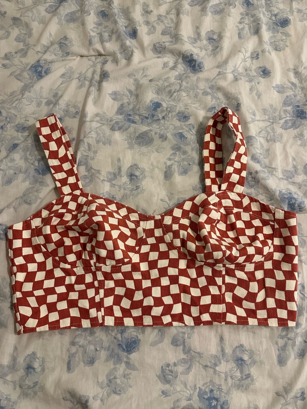 Red and White Checker Crop Tank Top